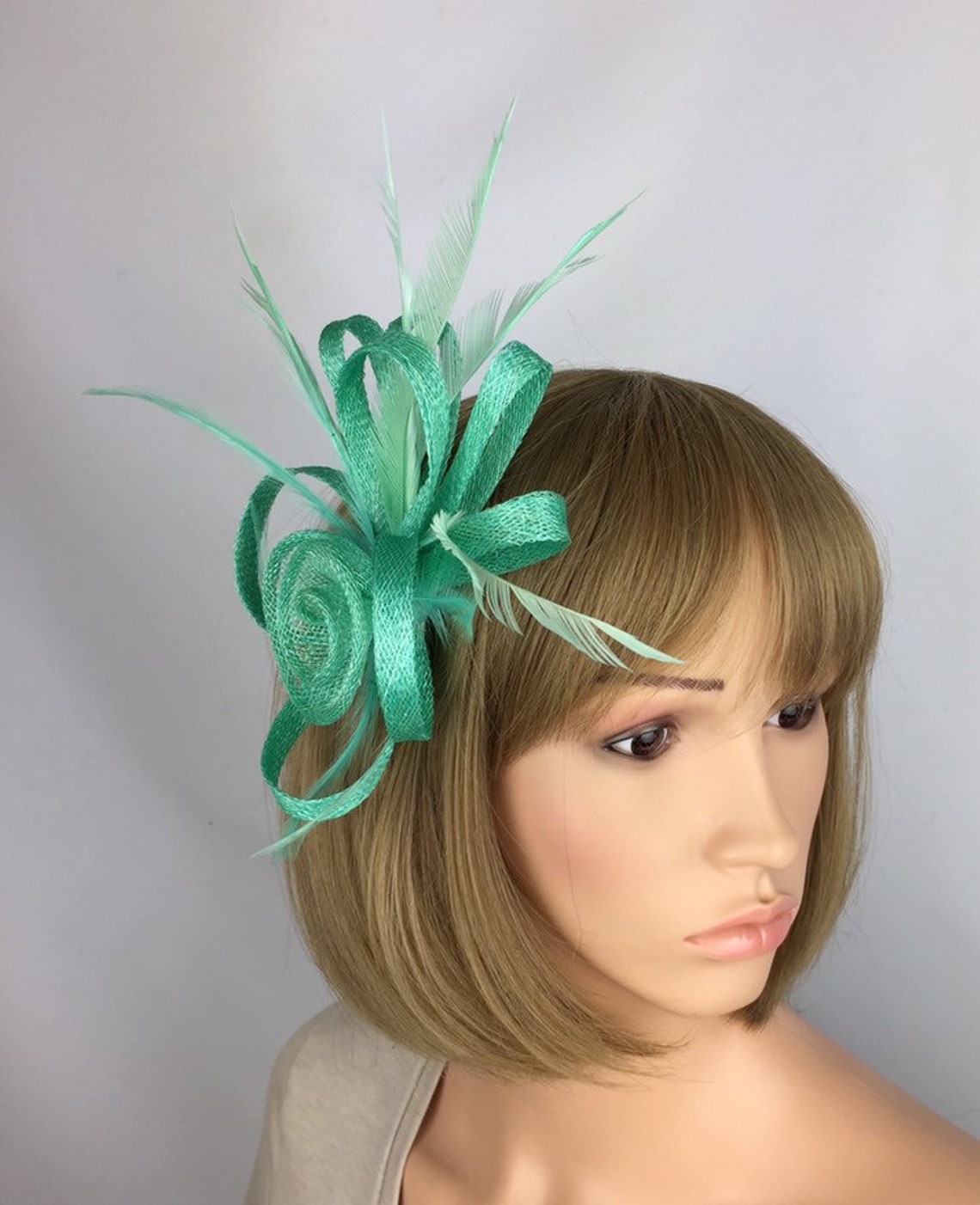 Green Fascinator Headband Green Wedding Fascinator Mint Etsy