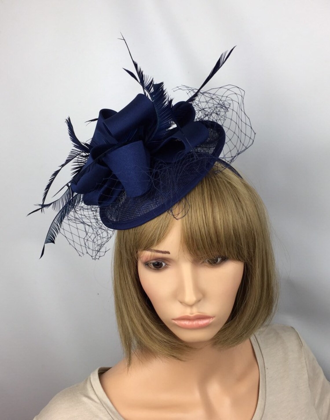 Navy Blue Fascinator Dark Blue Fascinator Navy Blue Hatinator Etsy UK