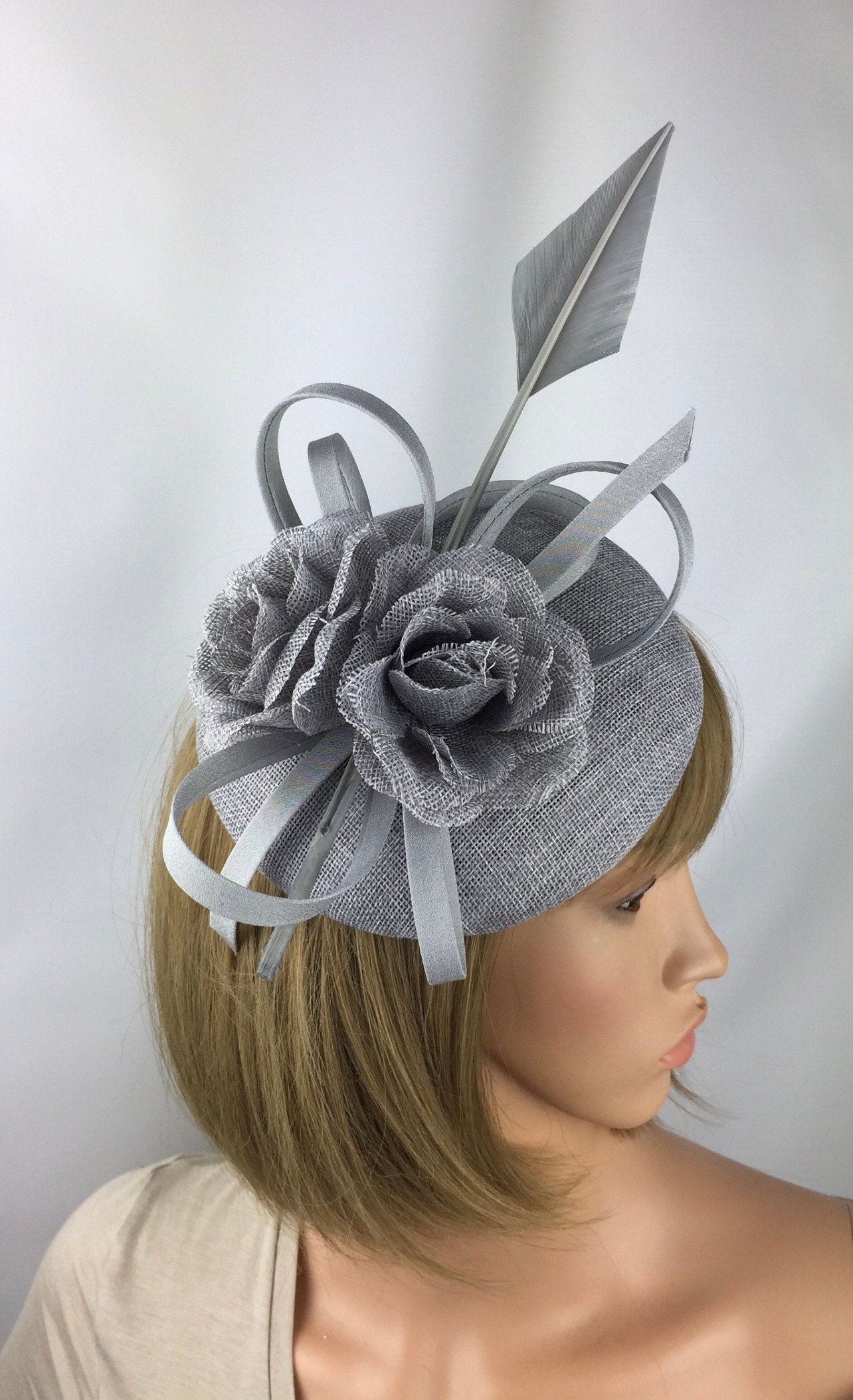 Silver Grey Fascinator Gray Fascinator 