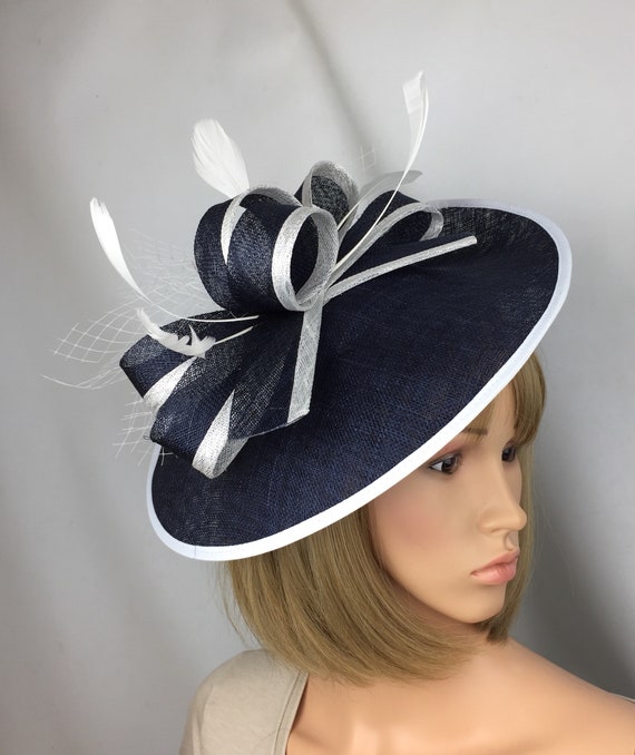navy and white hat