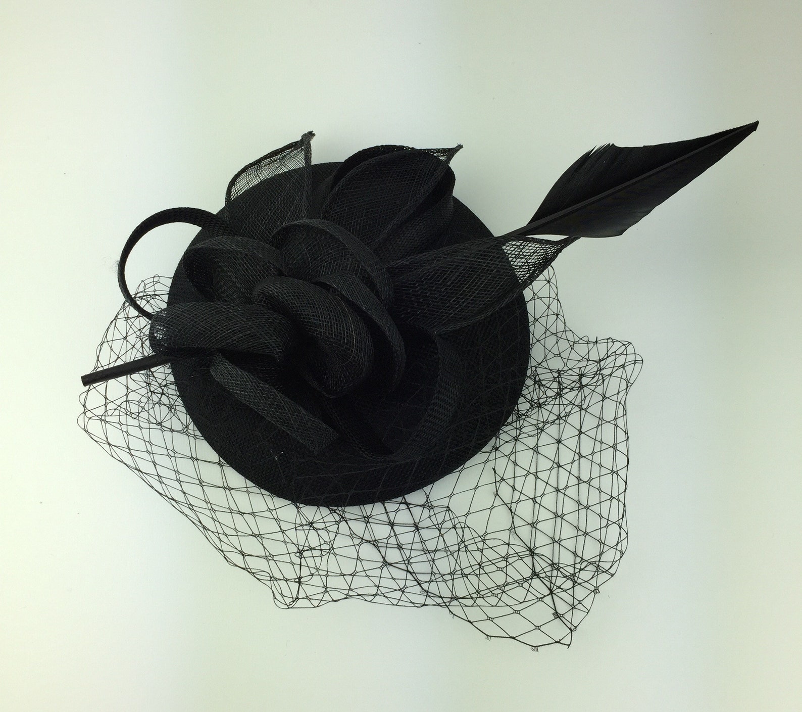 Black Fascinator on Clip Black Funeral Wedding Hat Mother of Etsy