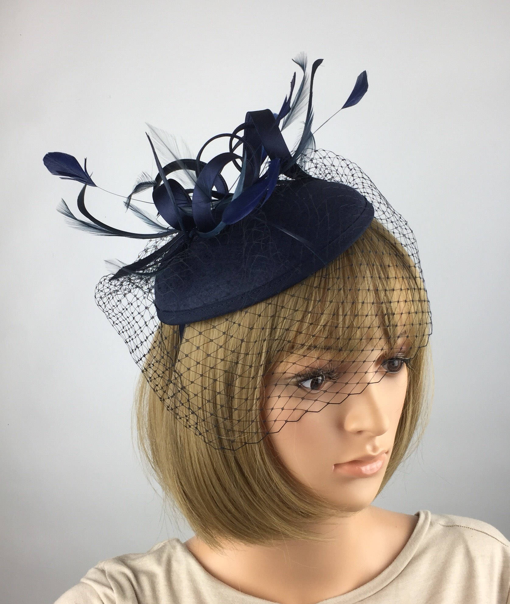 navy fascinator