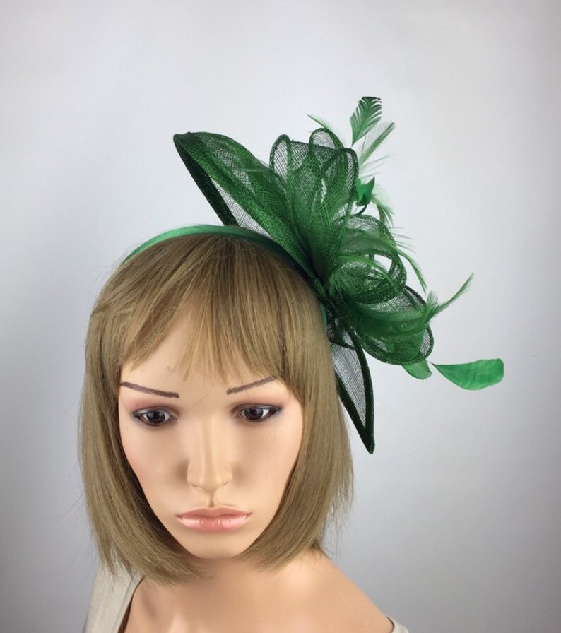 Green Fascinator on Clip Emerald Green Forest Green Wedding Etsy
