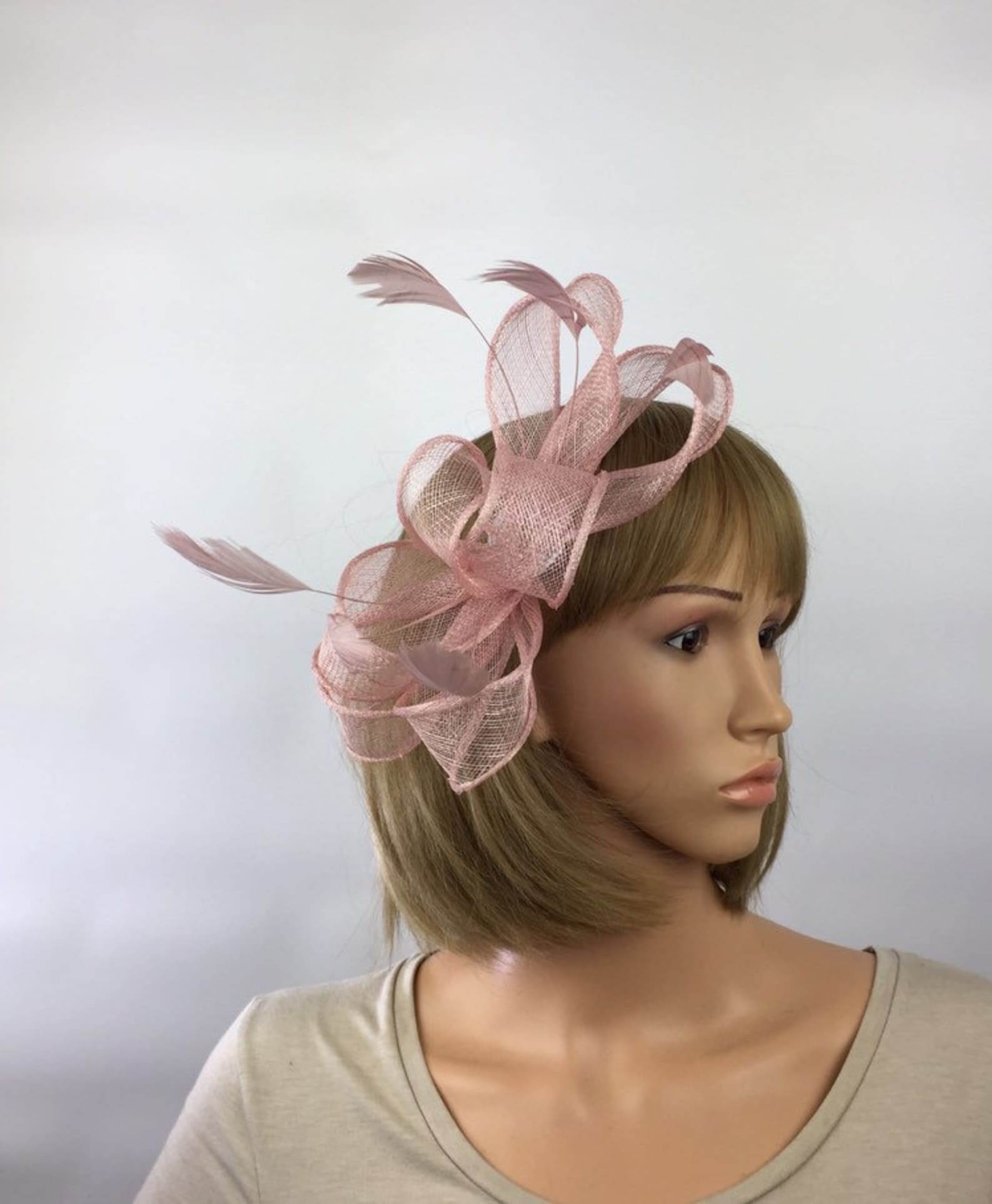 Blush Pink Fascinator Pale Pink Wedding Fascinator On Clip Etsy