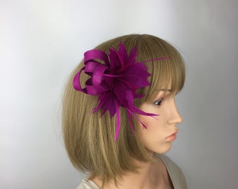 Magenta Fascinator on Clip Magenta Pink Purple Fascinator Wedding Corsage Ascot Races Mother of the Bride Groom