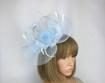 Light Blue Fascinator Pale Blue Mother Of The Bride Groom Wedding Ladies Day Ascot Races Day Occasion Prom Epsom