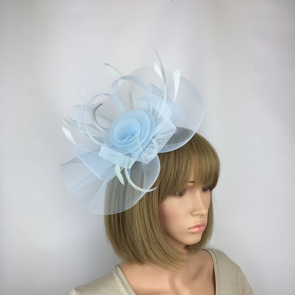 Light Blue Fascinator Pale Blue Mother Of The Bride Groom Wedding Ladies Day Ascot Races Day Occasion Prom Epsom