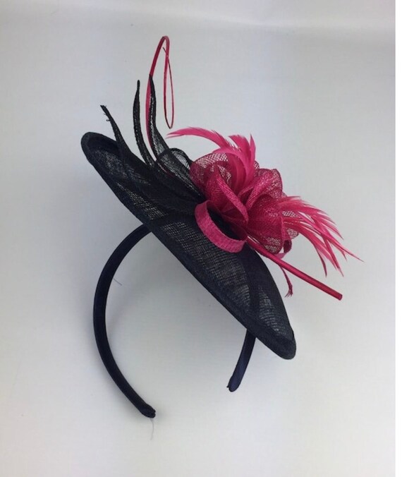 Navy Blue and Pink Fascinator Navy and 