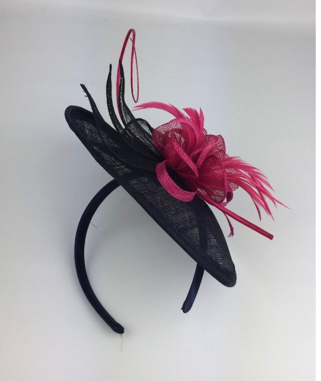Navy Blue and Pink Fascinator Navy and 