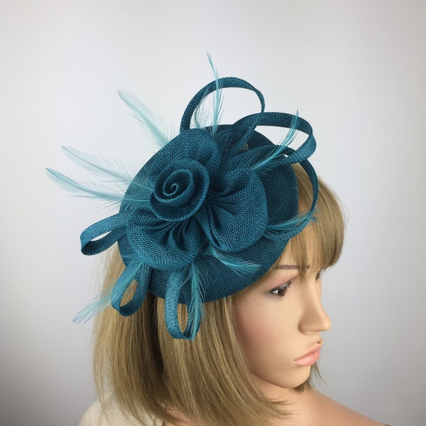 Teal Fascinator Mother of the Bride Groom Bridal Wedding Races Ascot Ladies Day Mother of the Bride Occasion Hat