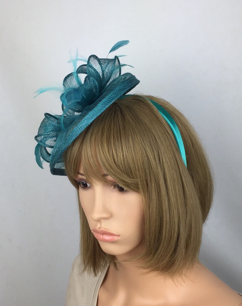 Teal Fascinator Blue Green Fascinator Hatinator Teardrop Etsy