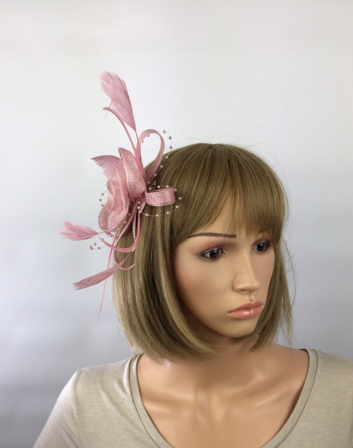Blush Pink Fascinator Light Pink Fascinator Pale Pink Bow on Etsy