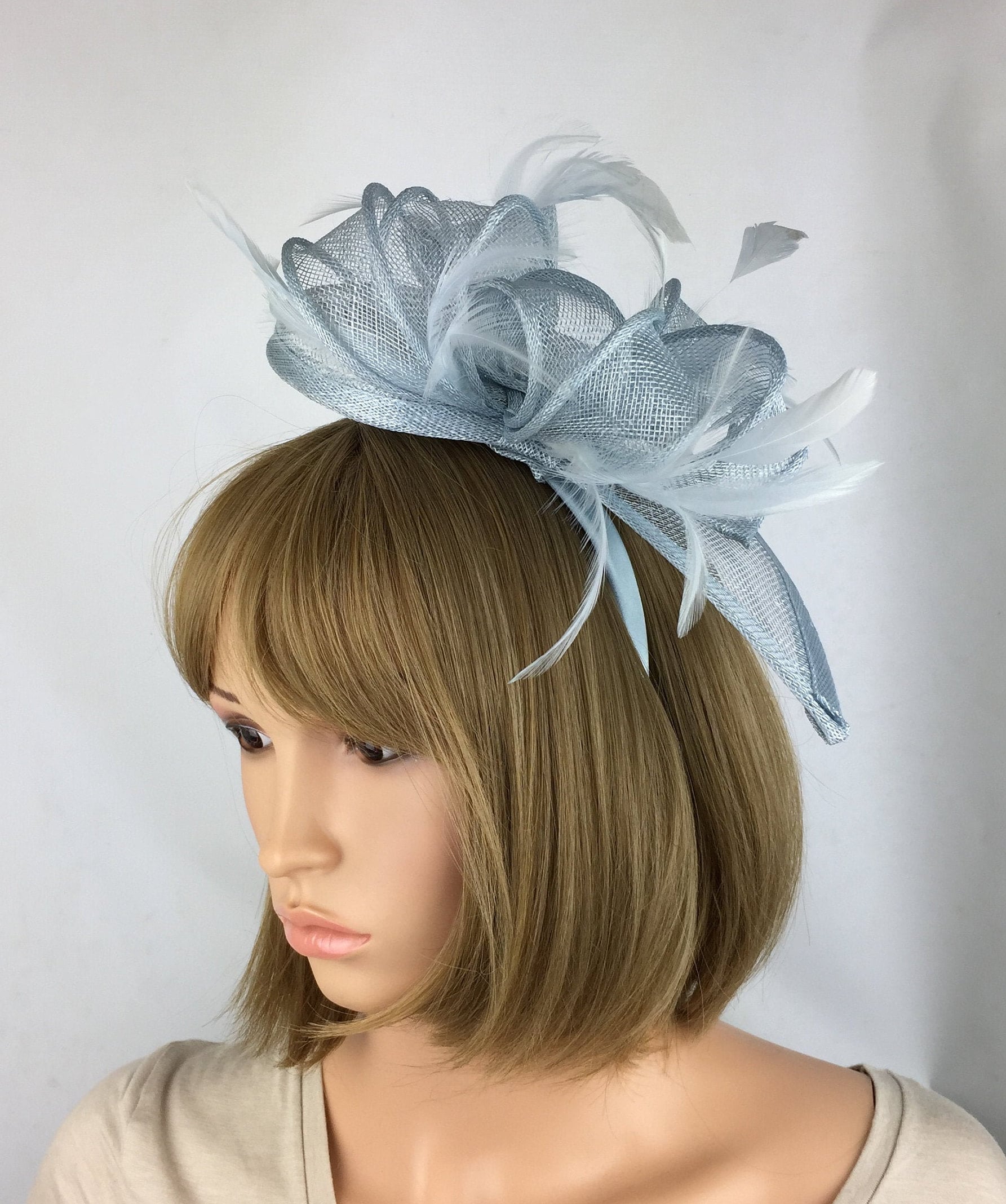 Light Blue Fascinator Ice Blue Pale Baby Blue Fascinator Hat Etsy