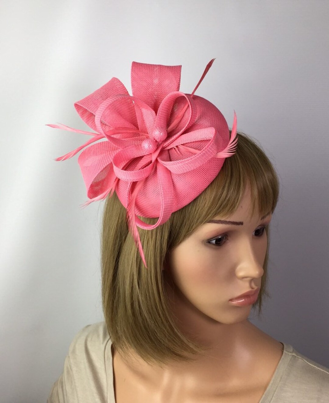 Coral Fascinator Salmon Pink Fascinator Wedding Hatinator Etsy UK