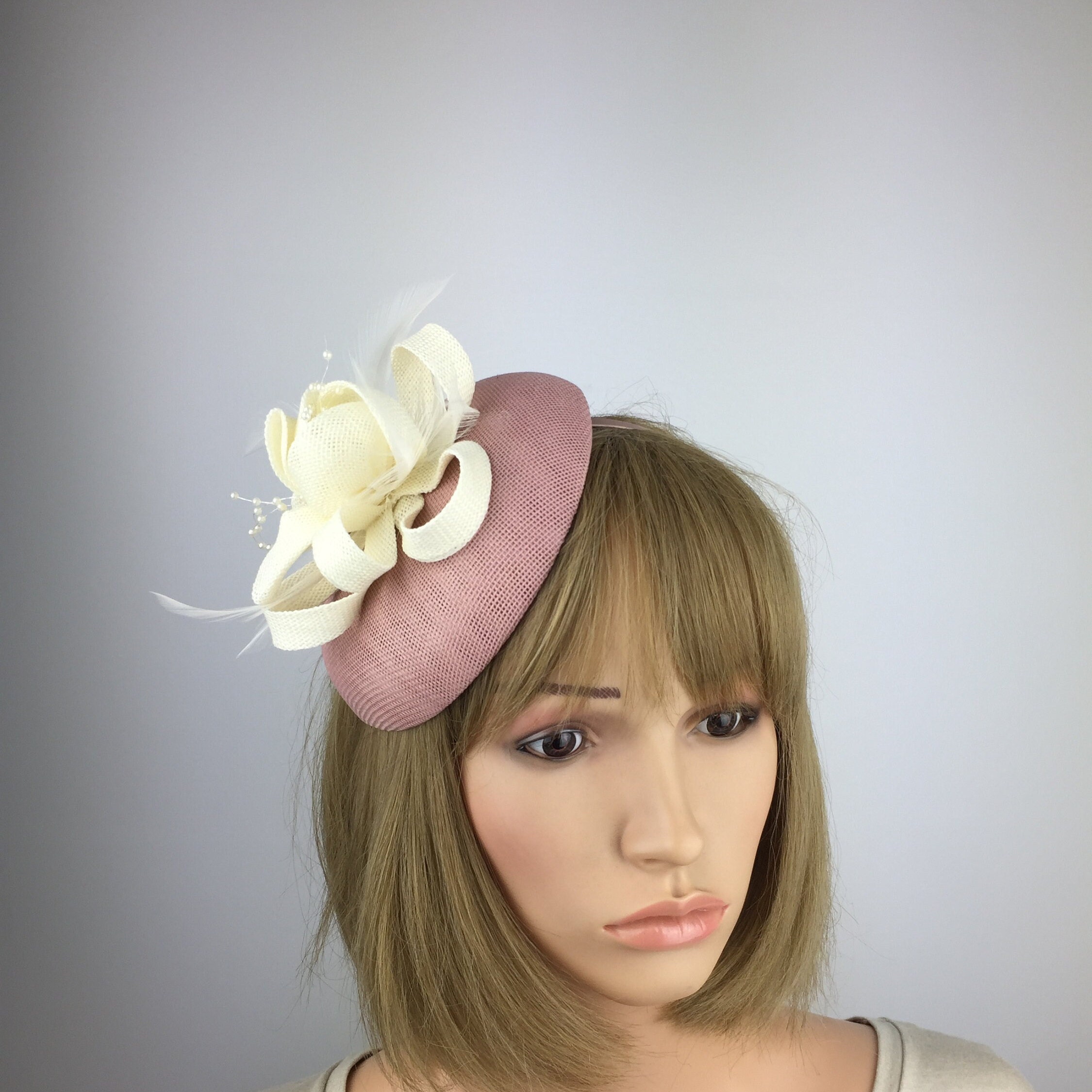 Blush Pink and Cream Fascinator Pink and Cream Blush Pink and Etsy UK