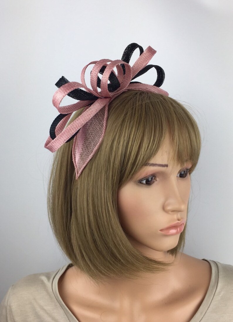 navy and pink wedding hats