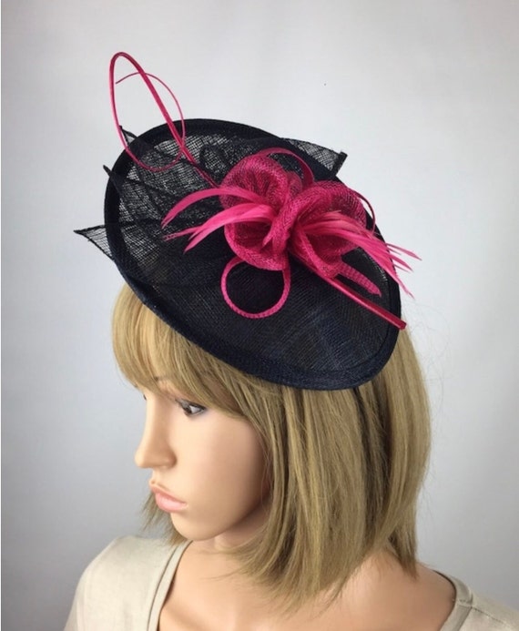 Navy Blue and Pink Fascinator Navy and 