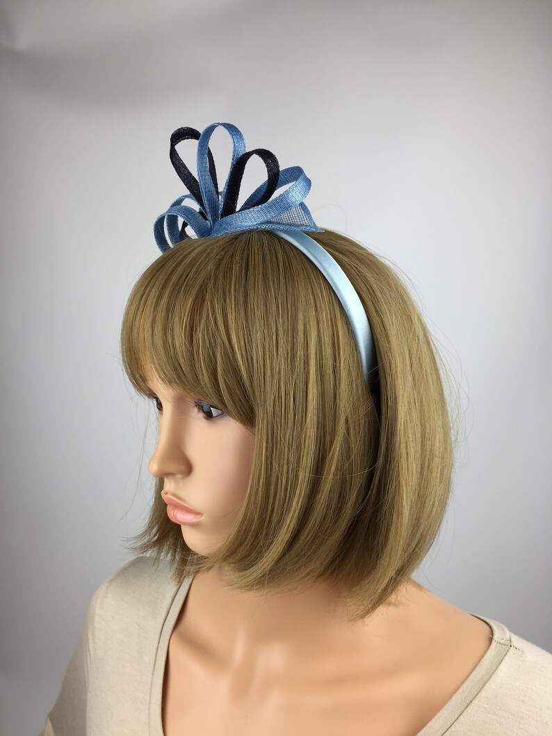 Cornflower Blue and Navy Blue Fascinator Hat Wedding Etsy UK