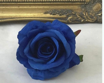 10 Blue Rose Heads Wedding Flowers Artificial Flowers Bride Bouquet Floral arrangements Crafts Garlands Silk Rose Silk Flower Walls