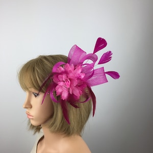 Fuchsia Fascinator on Clip Hot Pink Fascinator Wedding Mother of the Bride Ascot Races Ladies Day Formal Occasion Hat Hair Accessory