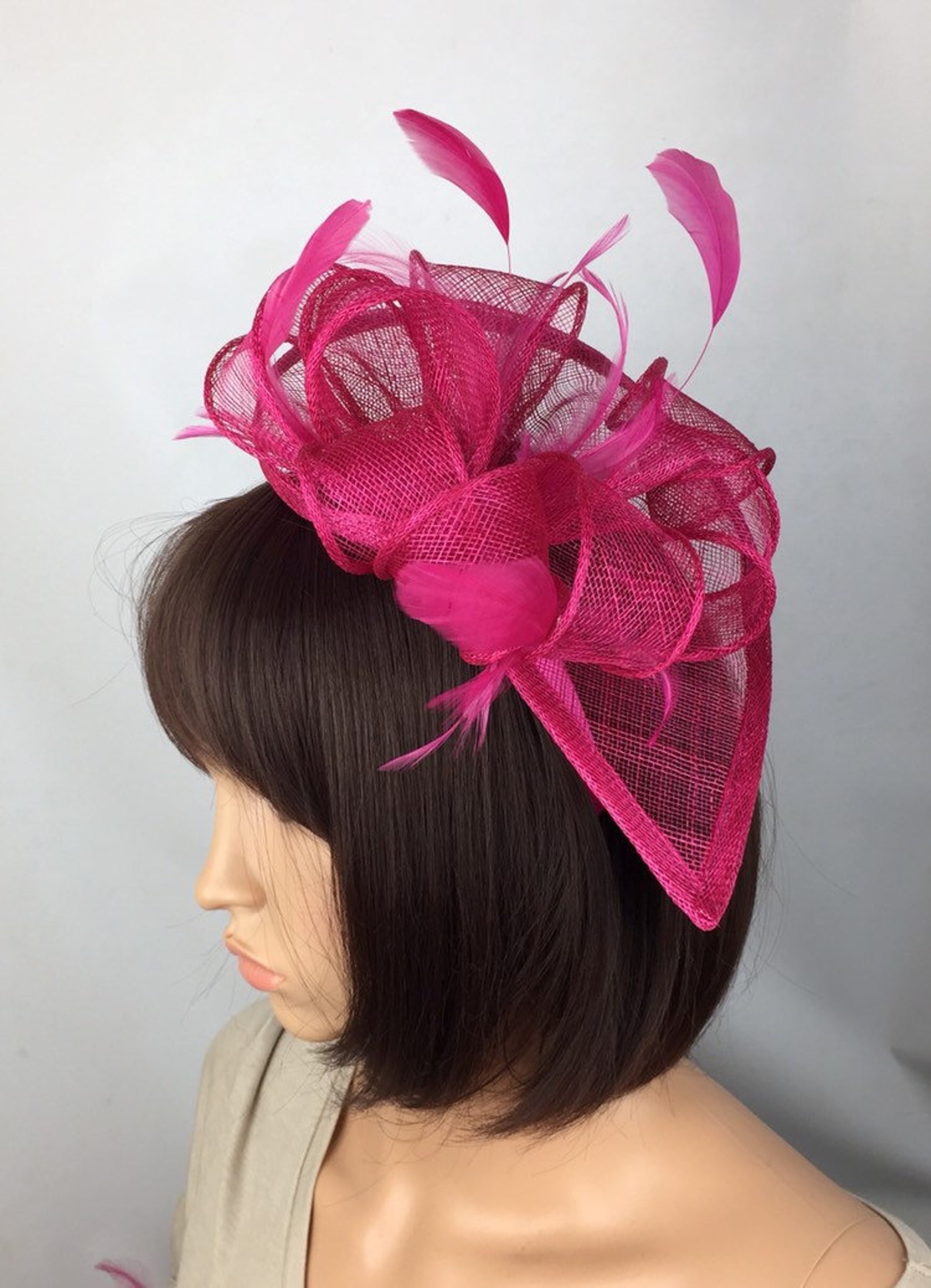 Fuchsia Fascinator Hot Pink Fascinator Ladies Day Ascot Races Etsy