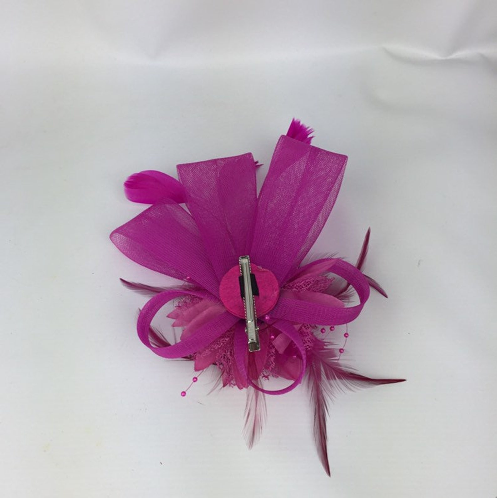 Pink Fascinator on Clip Hot Pink Fascinator Fuchsia Pink Etsy UK