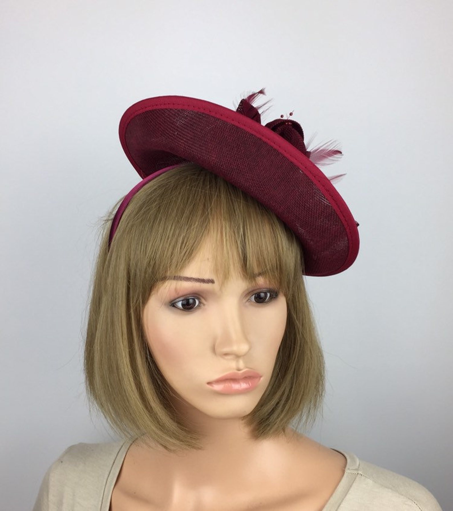 Burgundy Fascinator Wine Dark Red Wine Fascinator Wedding Etsy UK