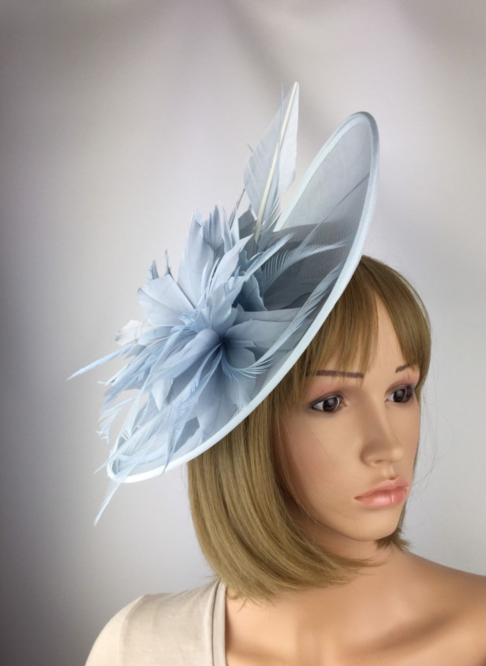 Very Pale Blue Fascinator Powder Blue Blue Light Blue Baby Etsy
