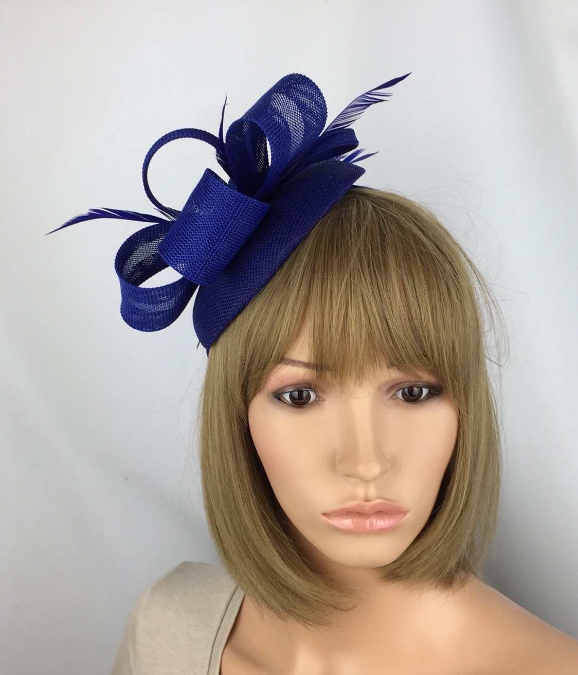 Deep Royal Blue Fascinator Cobalt blue Wedding Fascinator for Etsy