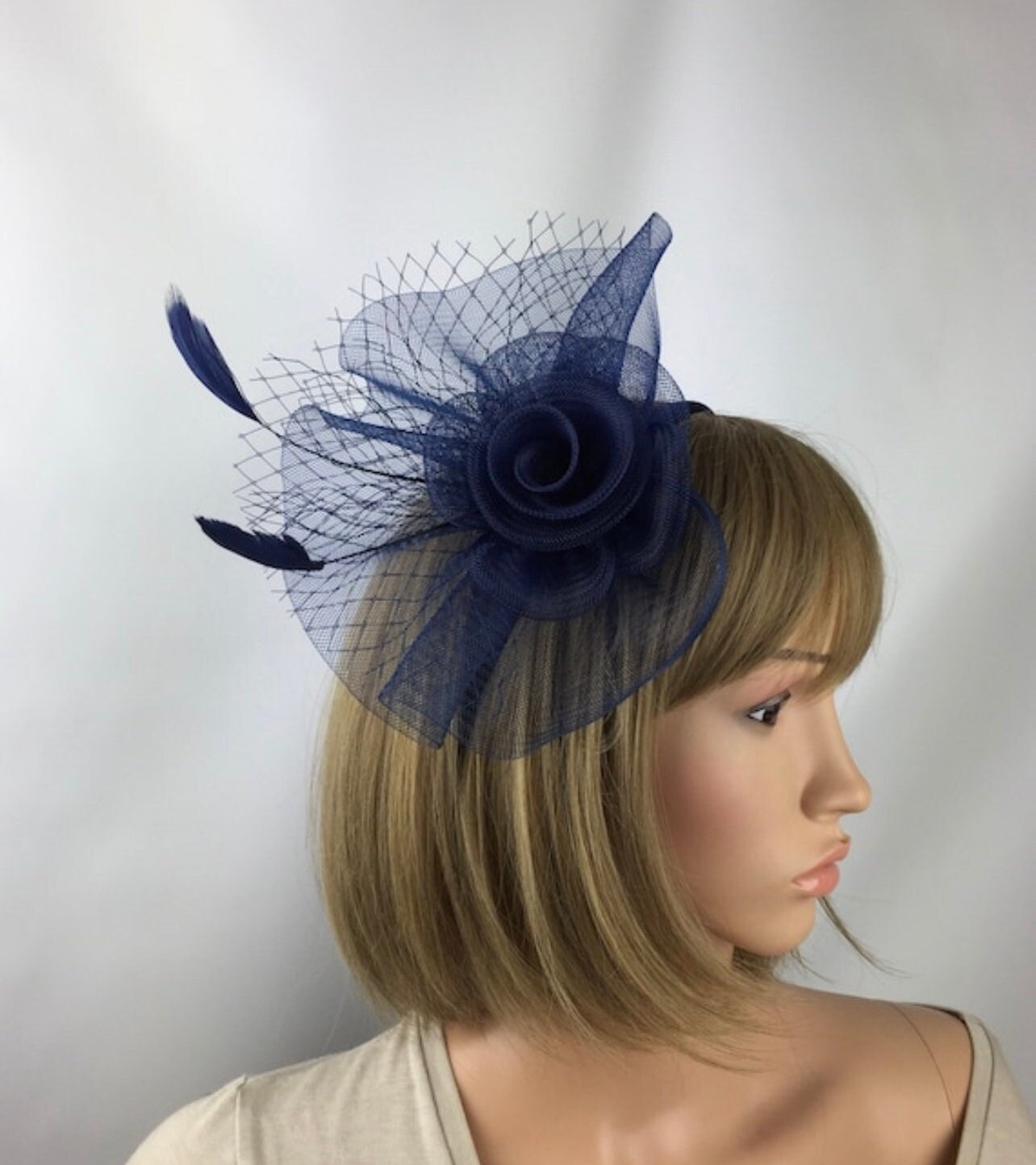 Blue Fascinator Navy Fascinator on 