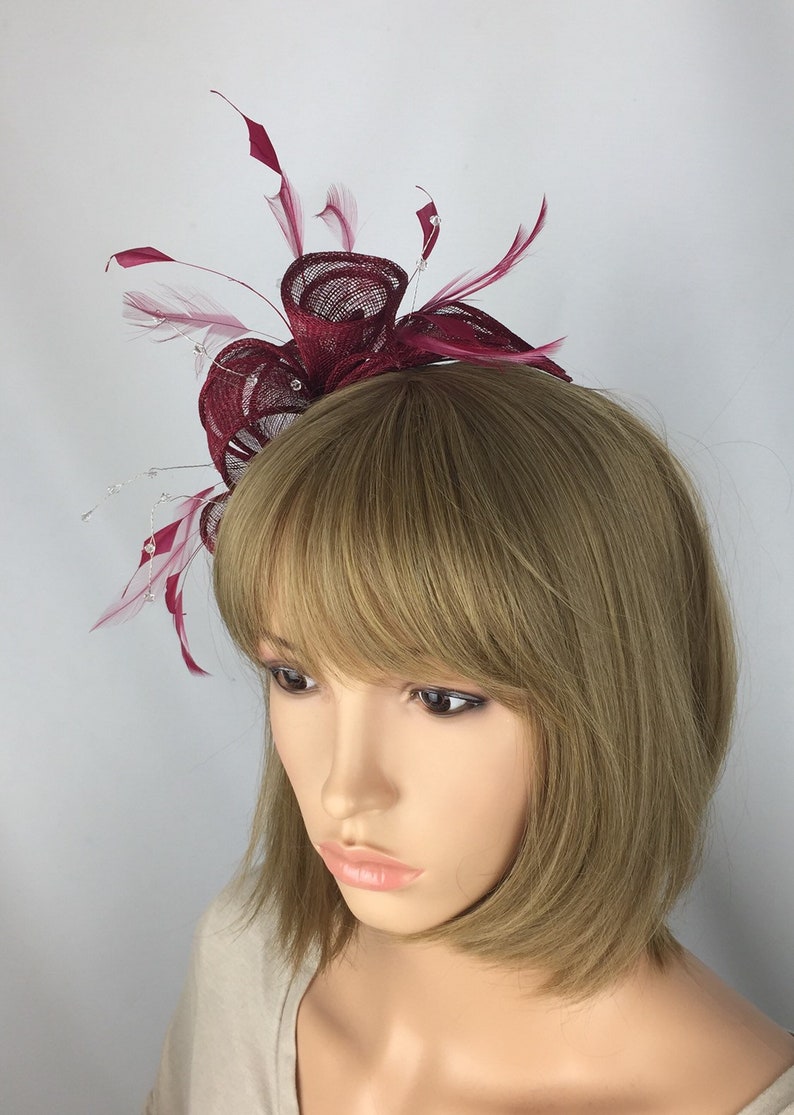 Burgundy wine fascinator wedding fascinator mother of the Etsy