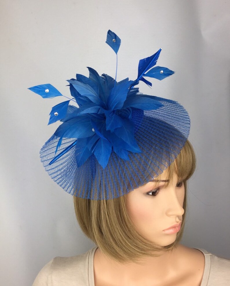 Kopfschmuck & Fascinators STUNNING COBALT BLUE ASCOT WEDDING HATINATOR