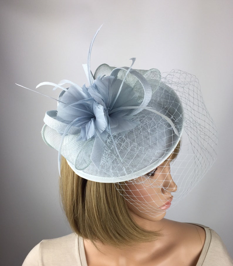 Light Blue Fascinator Hat Baby Blue Ice Blue Fascinators | Etsy UK