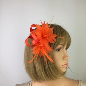 Orange Fascinator on Clip Fascinate Wedding Mother of the Bride Mother of the Groom Ascot Races Ladies Day Occasion Hat Prom Jubilee