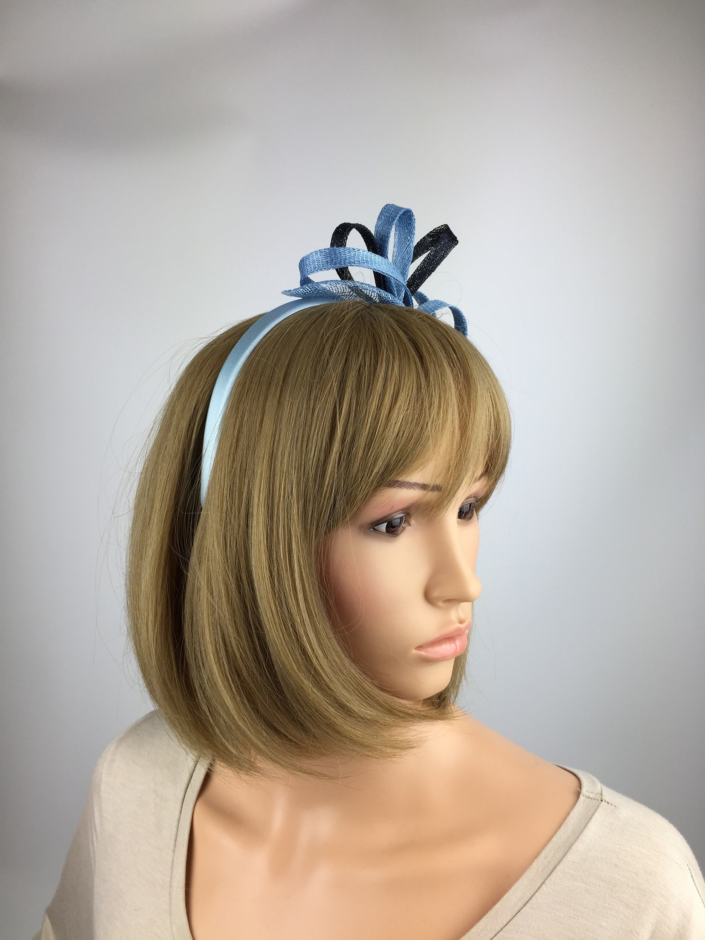 Cornflower Blue and Navy Blue Fascinator Hat Wedding Etsy UK
