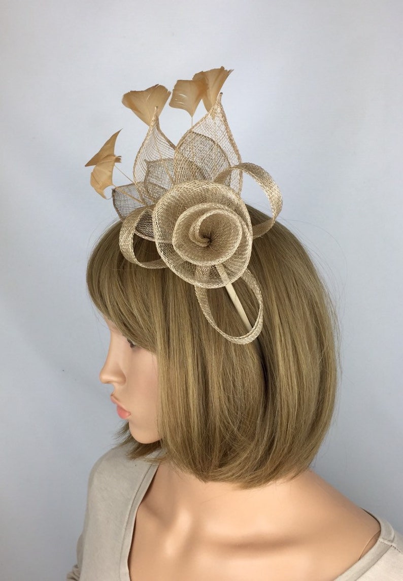 Gold Light Gold Bronze Beige Fascinator Hat Fascinator Etsy
