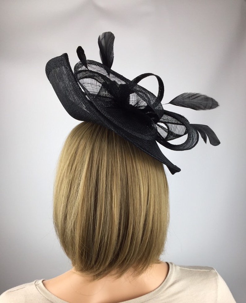 Black Fascinator Funeral Hat Black Formal Hatinator Mother of Etsy