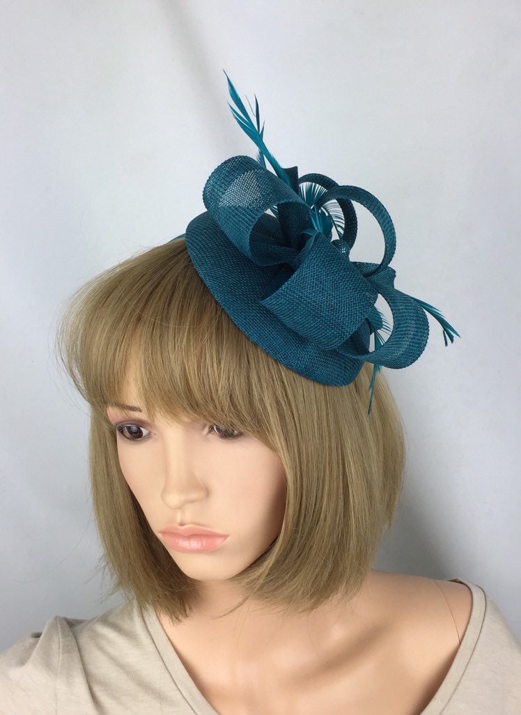 Teal Fascinator Pillbox Blue Green 