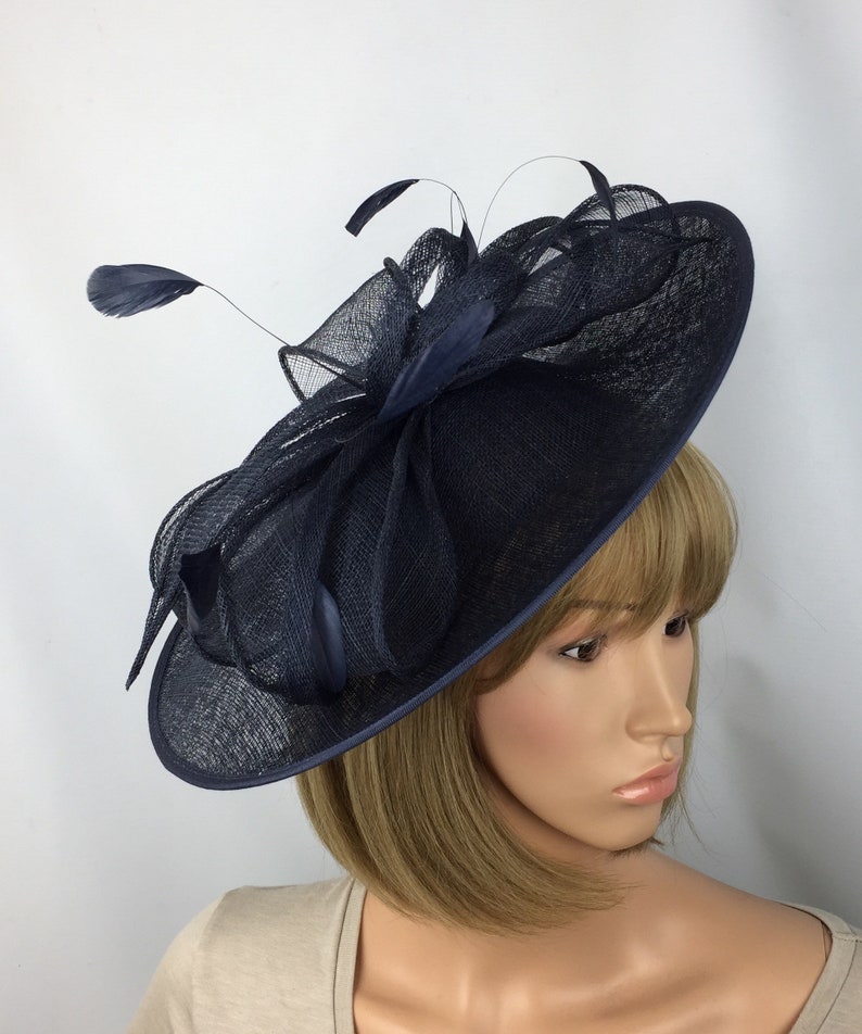 Navy Blue Saucer Disc Fascinator Wedding Hatinator Mother of | Etsy