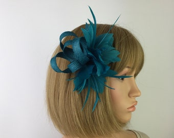 Teal Fascinator on Clip Green Blue Wedding Fascinator Corsage Mother of the  Bride Groom Hatinator Races Ascot Ladies Day Derby Occasion Hat