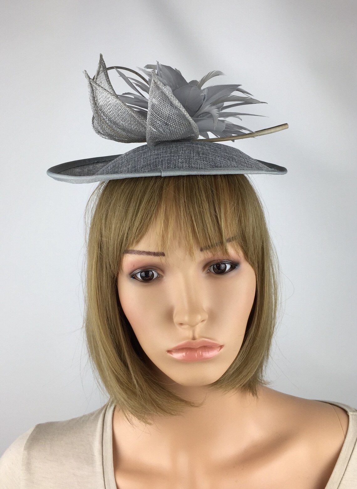 Silver Grey Fascinator Grey Fascinator Wedding Hatinator Etsy