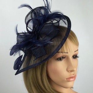 Navy Blue Fascinator Ladies Day Roy Ascot Races Mother of the Bride Groom Navy Occasion Hat Party Formal Navy Blue