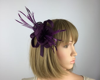 Purple Fascinator Wedding Mother of the Bride Groom Royal Ascot Races Ladies Day Hat Occasion Women hatinator