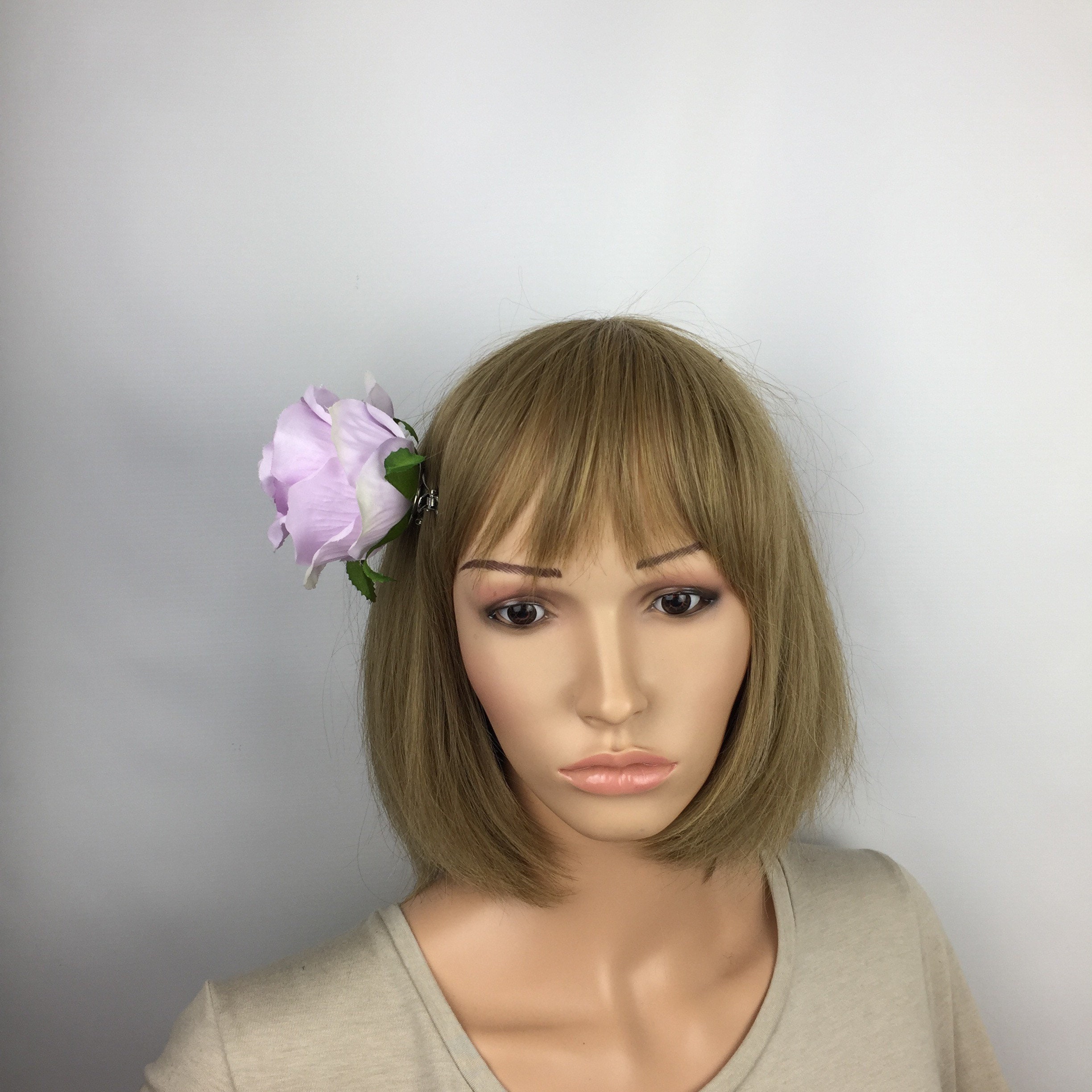 Pale Lilac Pink Flower Hair Clip Wedding Corsage Light Purple Etsy