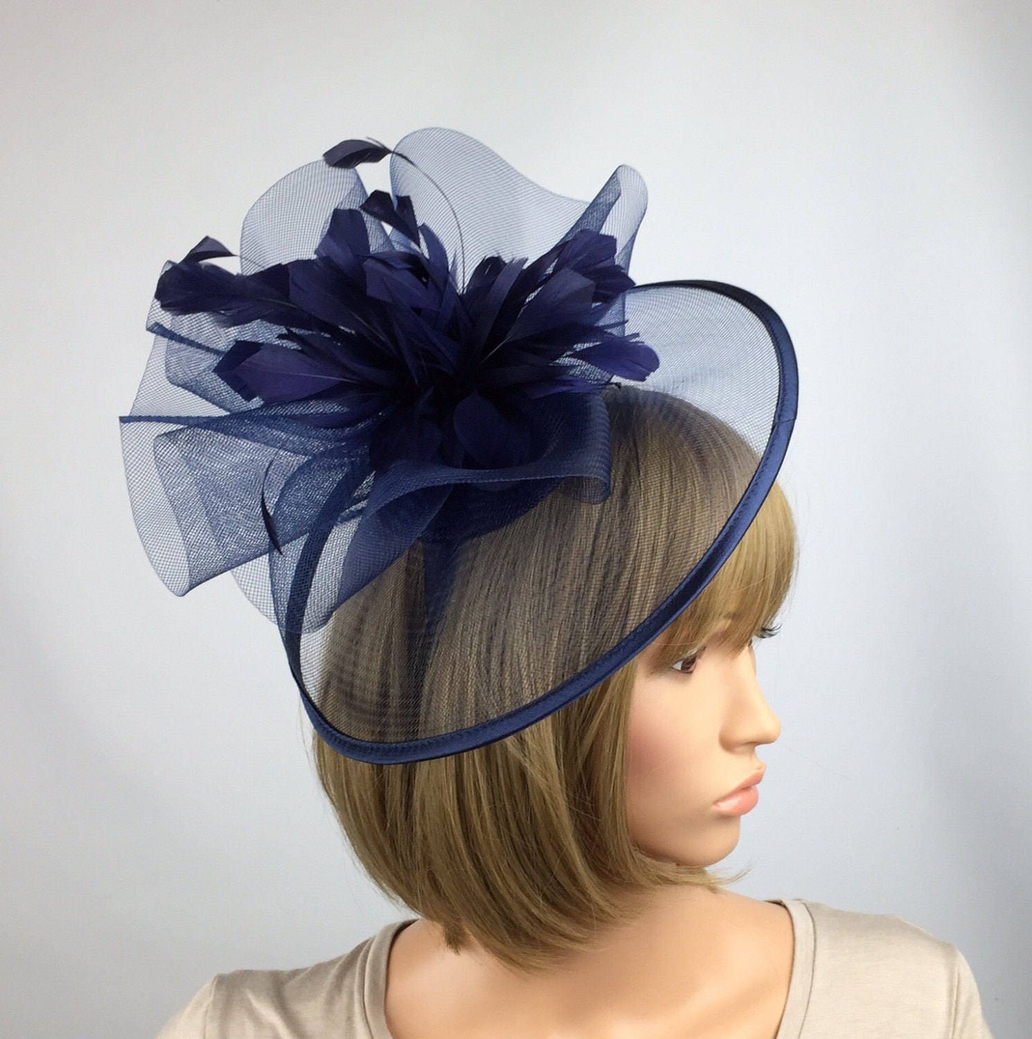 Mother of the Bride Navy Blue Fascinator Navy Fascinator Hat | Etsy