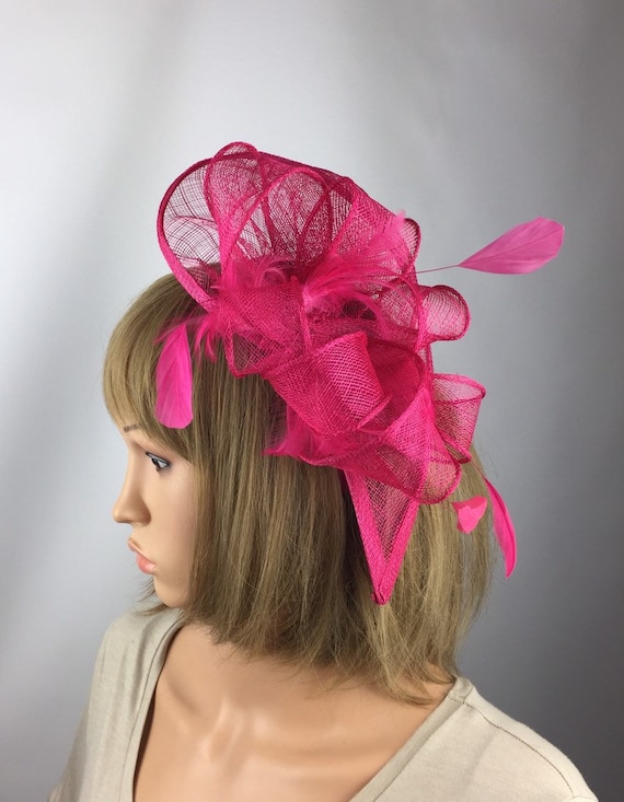 Fuchsia Pink Fascinator Hot Pink Fascinator on Headband Raspberry Pink Wedding Mother of The Bride Ascot Races Ladies Day Formal Occasion