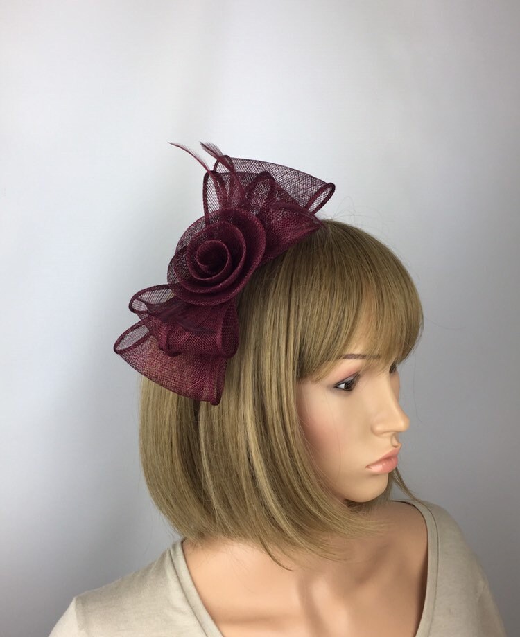 Dark Burgundy Fascinator Maroon Claret 