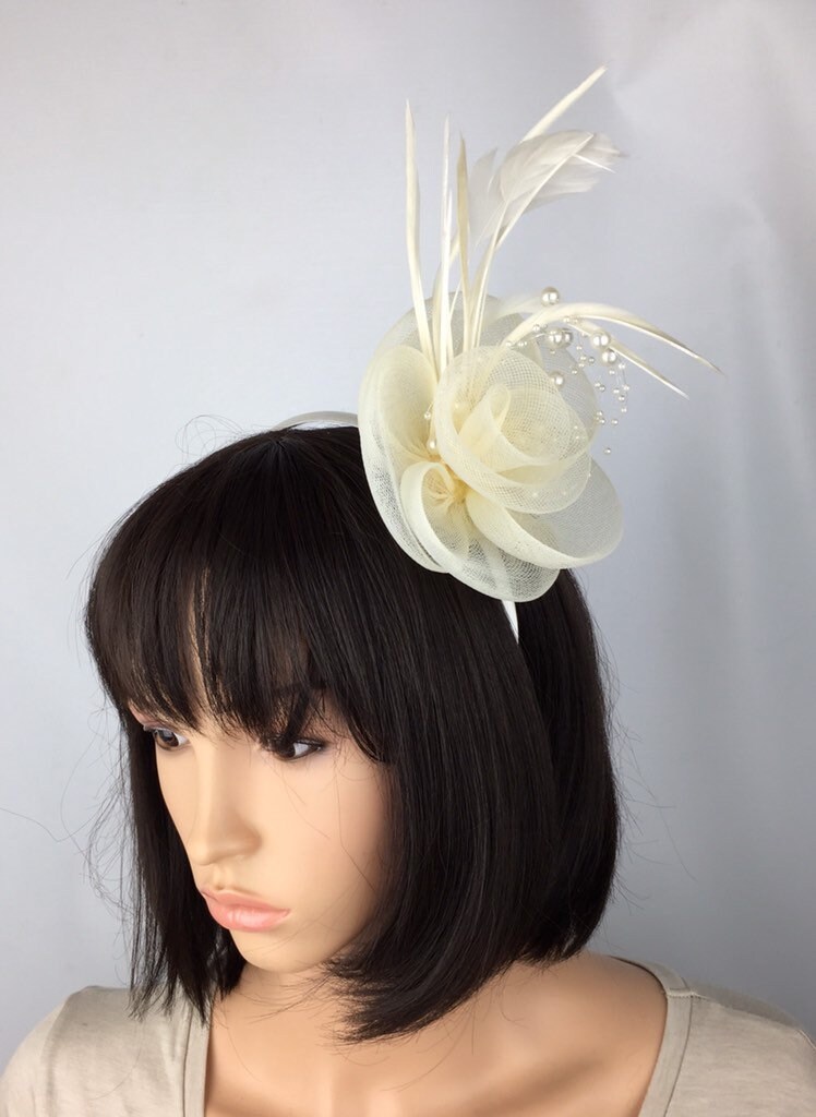 Cream Fascinator Ivory Fascinator Off White Pearl Fascinator Etsy