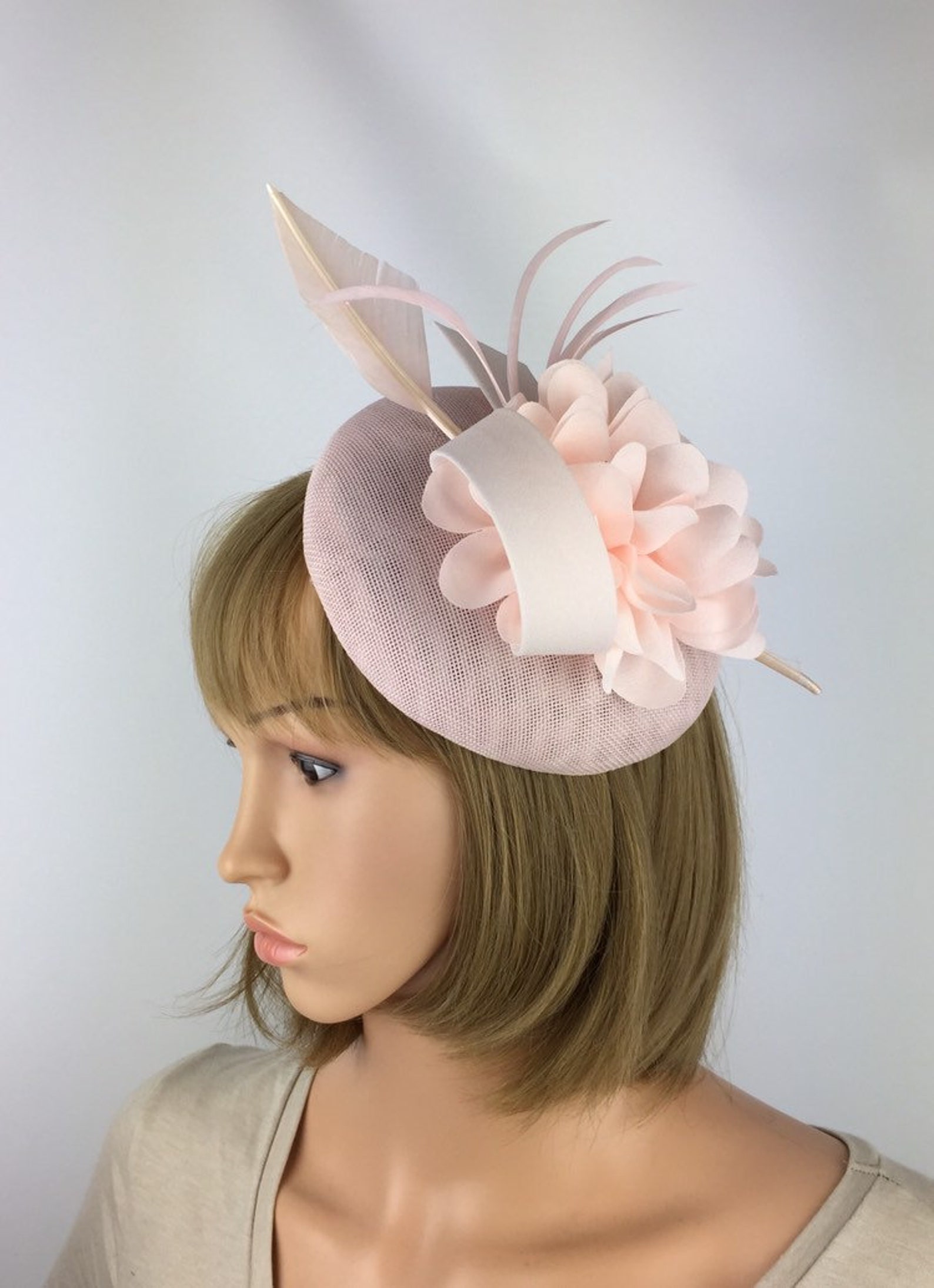Blush Pink Light Pink Fascinator Pale Pink Fascinator Baby Etsy