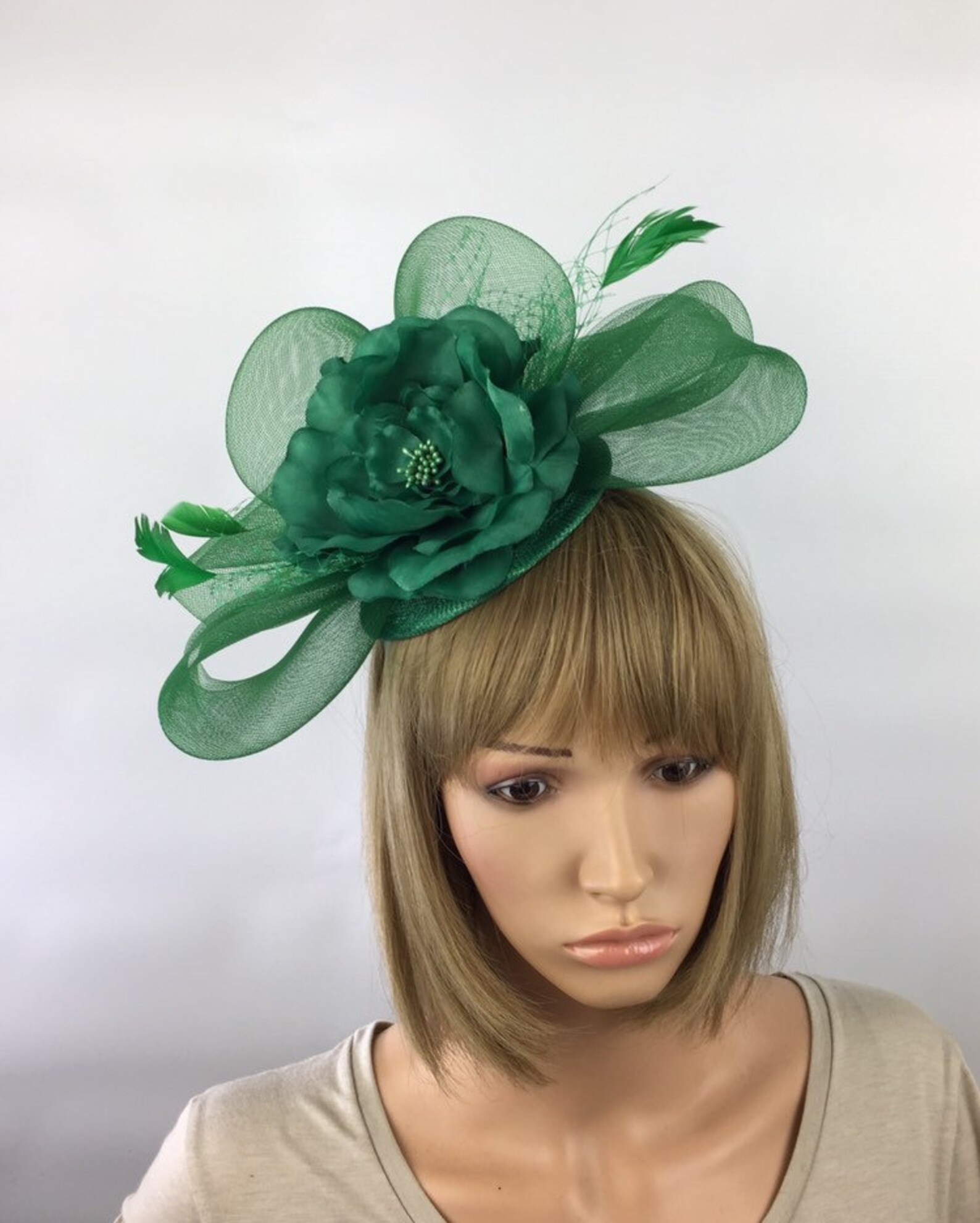 Green Fascinator Emerald Green Forest Green Wedding facinator Etsy
